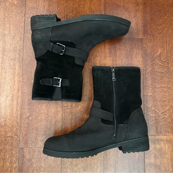 Blondo Val Waterproof Black Moto Boots with Faux Fur Lining and Buckles, Size 10 - Picture 2 of 16